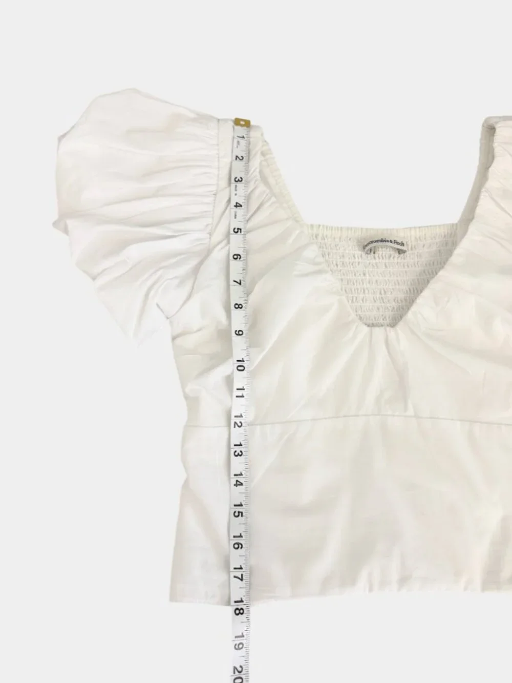Abercrombie & Fitch Puff Sleeve Crop Top White Cottagecore Size M